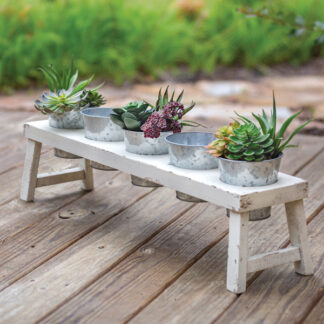 Wood Planter with 5 Metal Pots by CTW Home Collection