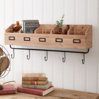 Wood Shelf Organizer with Hooks by CTW Home Collection