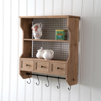 Wood Organizer Shelf with Drawers and Hooks by CTW Home Collection
