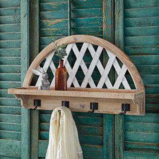 Arched Lattice Shelf with Hooks by CTW Home Collection