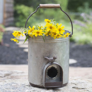 Bucket Birdhouse Planter by CTW Home Collection