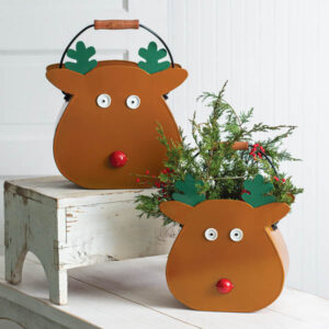 Set of Two Reindeer Metal Buckets by CTW Home Collection