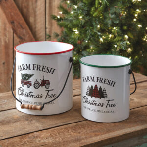 Set of Two Farm Fresh Christmas Tree Buckets by CTW Home Collection