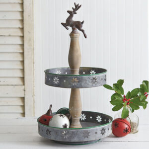 Two-Tiered Metal Christmas Tray by CTW Home Collection