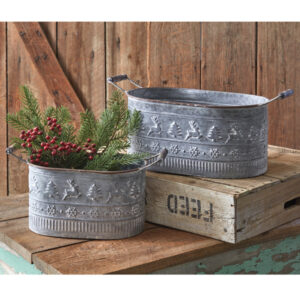 Set of Two Oval Christmas Buckets by CTW Home Collection