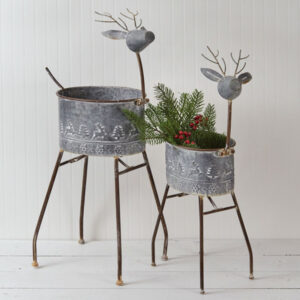 Set of Two Metal Reindeer Planters by CTW Home Collection