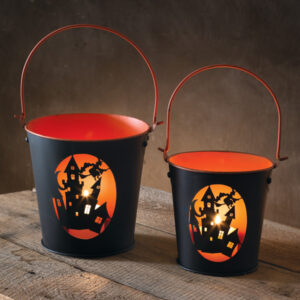 Set of Two Haunted House Bucket Luminaries by CTW Home Collection