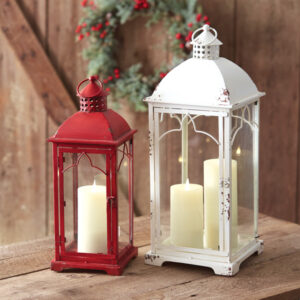Set of Two Red & White Lanterns by CTW Home Collection
