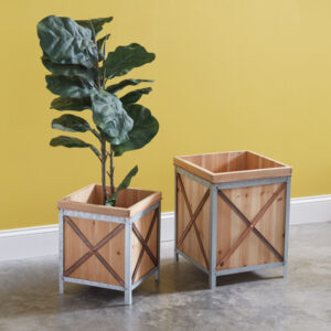Set of Two Wood Planter Boxes by CTW Home Collection