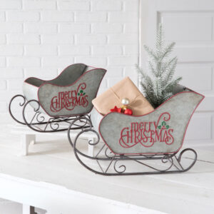 Set of Two Christmas Sleighs by CTW Home Collection