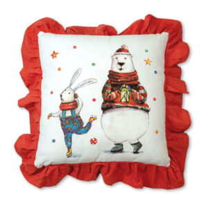 Bunny and Polar Bear Cotton Throw Pillow by CTW Home Collection