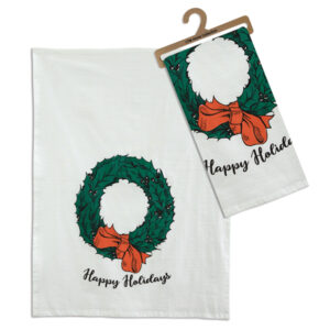 Merry Christmas Wreath Tea Towel - Box of 4 by CTW Home Collection