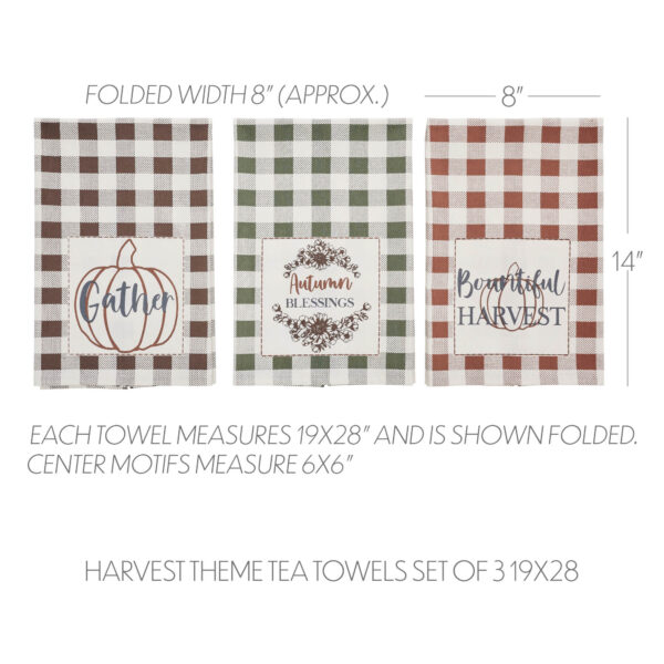 VHC-84058 - Bountifall Harvest Theme Tea Towels Set of 3 19x28