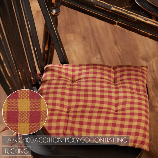 VHC-6094 - Burgundy Check Chair Pad 15x15