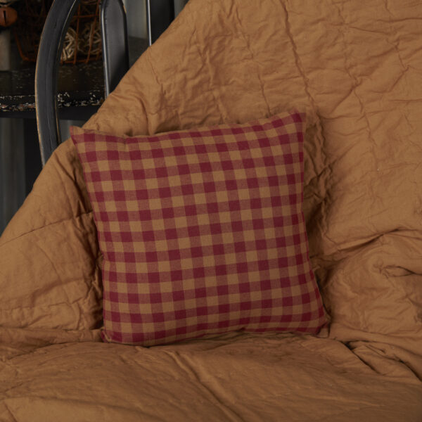 VHC-32168 - Burgundy Check Fabric Pillow 16x16
