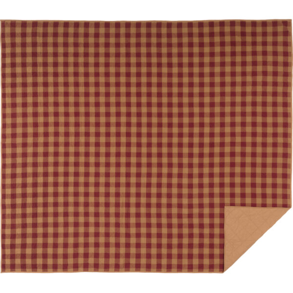 VHC-42376 - Burgundy Check King Quilt Coverlet 105Wx95L