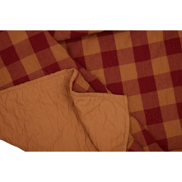 VHC-42376 - Burgundy Check King Quilt Coverlet 105Wx95L