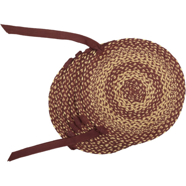 Burgundy Tan Jute Chair Pad Set of 6 - Image 6
