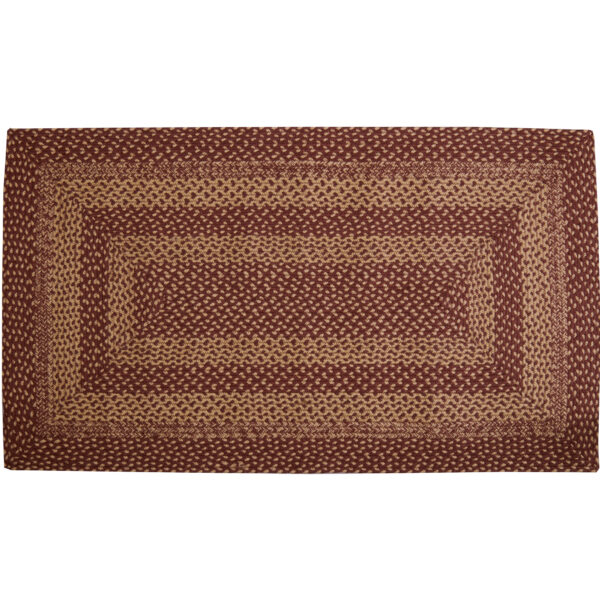 VHC-70712 - Burgundy Tan Jute Rug Rect w/ Pad 27x48