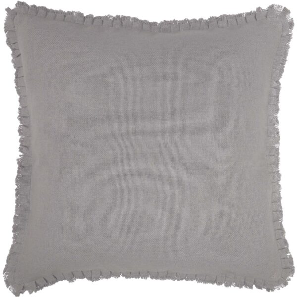 VHC-70052 - Burlap Dove Grey Fabric Euro Sham w/ Fringed Ruffle 26x26