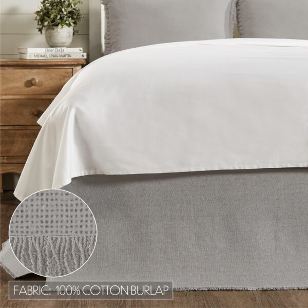 VHC-70050 - Burlap Dove Grey Fringed King Bed Skirt 78x80x16