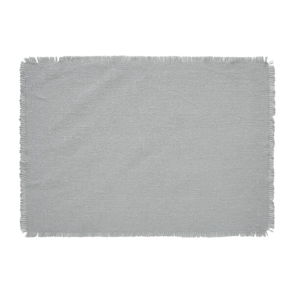 VHC-83387 - Burlap Dove Grey Placemat Set of 6 Fringed 13x19