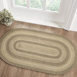 Farmhouse Cobblestone Jute Rug Oval w/ Pad 27x48 by April & Olive