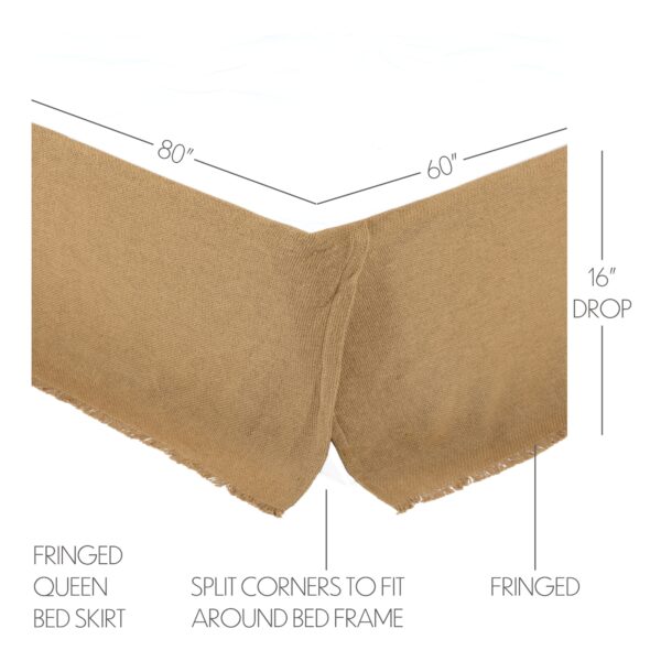 VHC-17130 - Burlap Natural Fringed Queen Bed Skirt 60x80x16