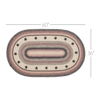 Primitive Colonial Star Jute Rug Oval w/ Pad 36x60 by Mayflower Market