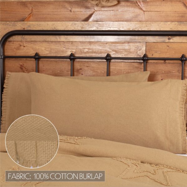 VHC-51789 - Burlap Natural King Pillow Case w/ Fringed Ruffle Set of 2 21x40