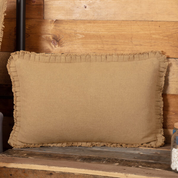 VHC-83477 - Burlap Natural Pillow Cover w/ Fringed Ruffle 14x22