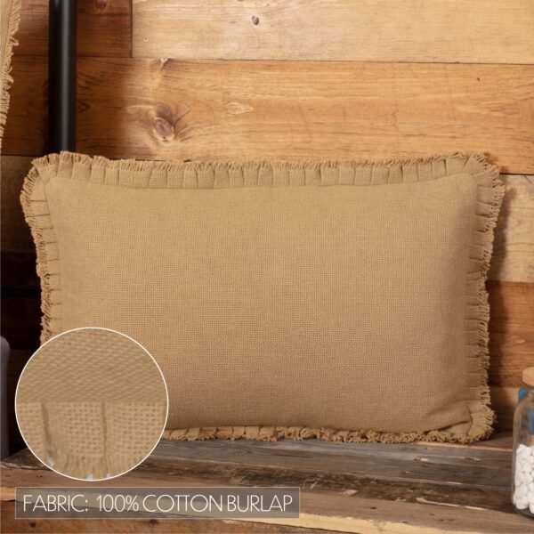 VHC-83477 - Burlap Natural Pillow Cover w/ Fringed Ruffle 14x22