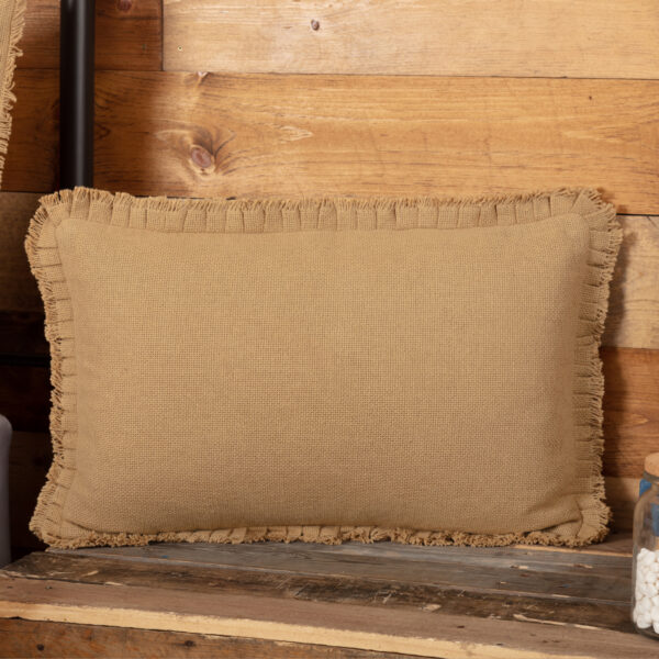 VHC-51167 - Burlap Natural Pillow w/ Fringed Ruffle 14x22
