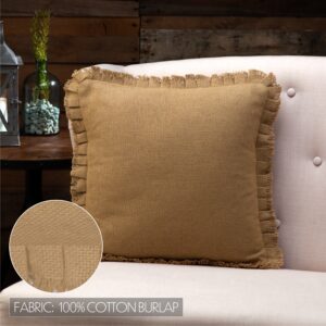 VHC-32993 - Burlap Natural Ruffled Fringed Pillow 16x16