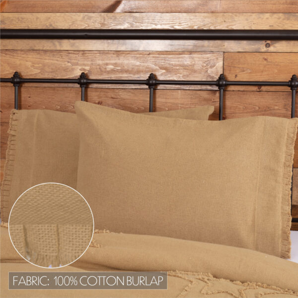 VHC-51790 - Burlap Natural Standard Pillow Case w/ Fringed Ruffle Set of 2 21x30