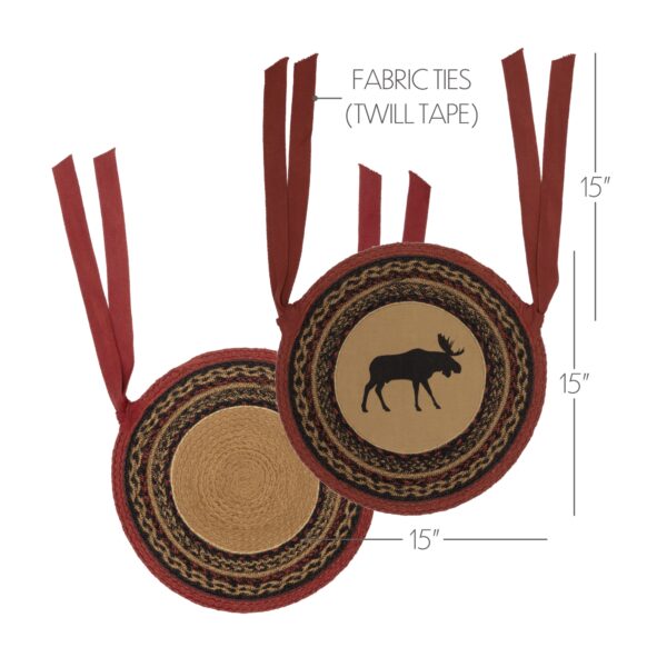 VHC-51207 - Cumberland Moose Applique Jute Chair Pad 15 inch Diameter Set of 6