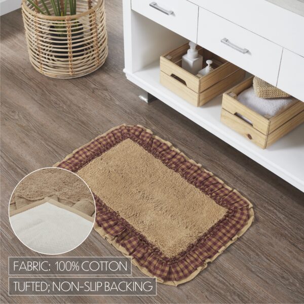 VHC-80268 - Burlap Natural w/ Burgundy Check Bathmat 20x30