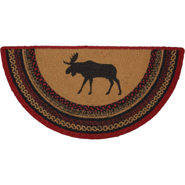 VHC-69410 - Cumberland Stenciled Moose Jute Rug Half Circle w/ Pad 16.5x33