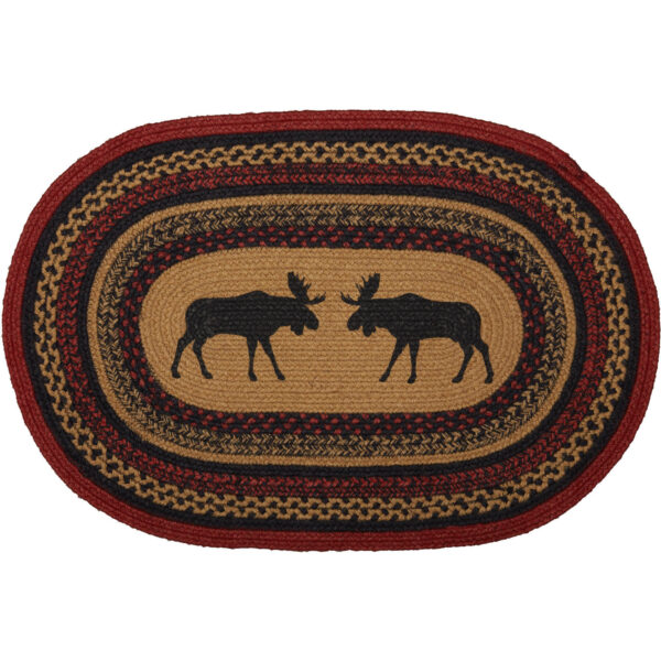 VHC-69412 - Cumberland Stenciled Moose Jute Rug Oval w/ Pad 20x30