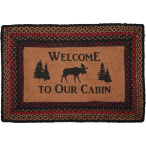 VHC-69413 - Cumberland Stenciled Moose Jute Rug Rect Welcome to the Cabin w/ Pad 20x30