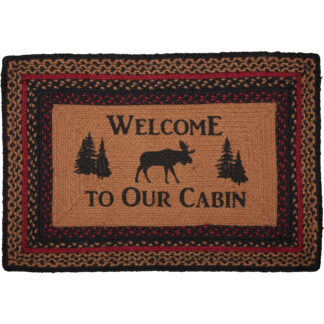 Rustic Cumberland Stenciled Moose Jute Rug Rect Welcome to the Cabin w/ Pad 20x30 by Oak & Asher