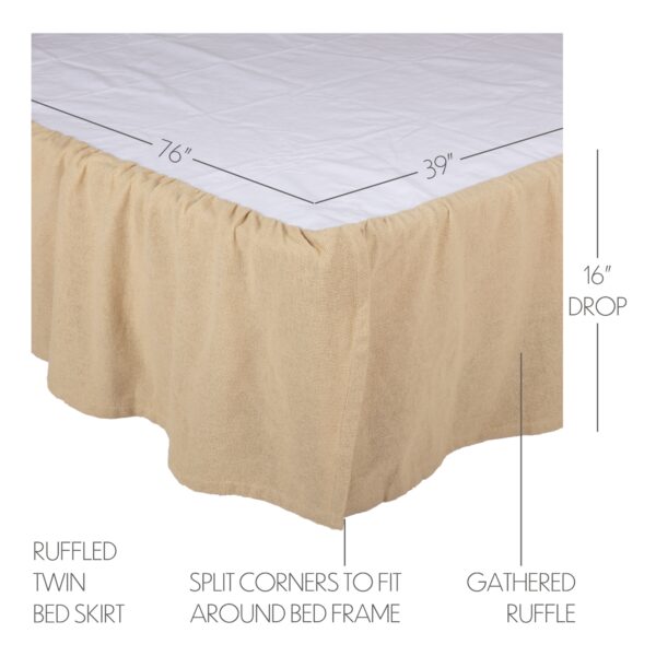 VHC-51801 - Burlap Vintage Ruffled Twin Bed Skirt 39x76x16
