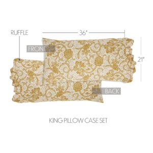 VHC-81195 - Dorset Gold Floral Ruffled King Pillow Case Set of 2 21x36+4