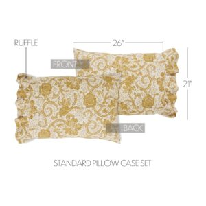 VHC-81196 - Dorset Gold Floral Ruffled Standard Pillow Case Set of 2 21x26+4