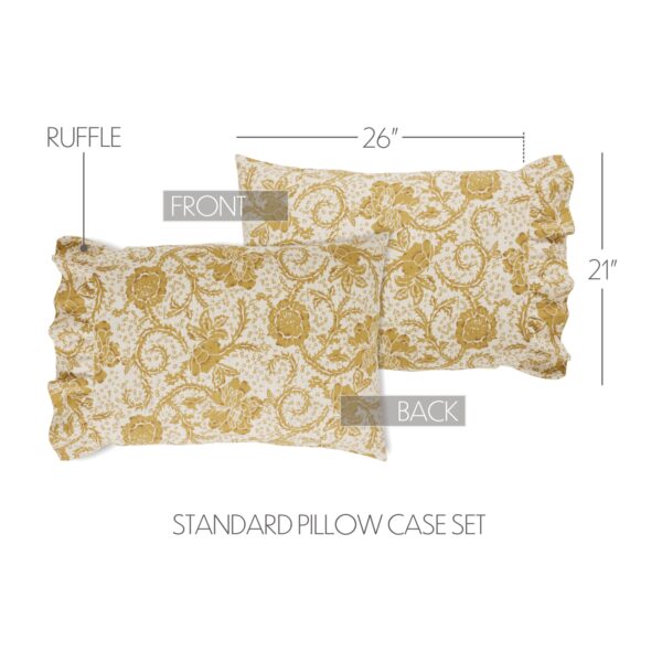 VHC-81196 - Dorset Gold Floral Ruffled Standard Pillow Case Set of 2 21x26+4