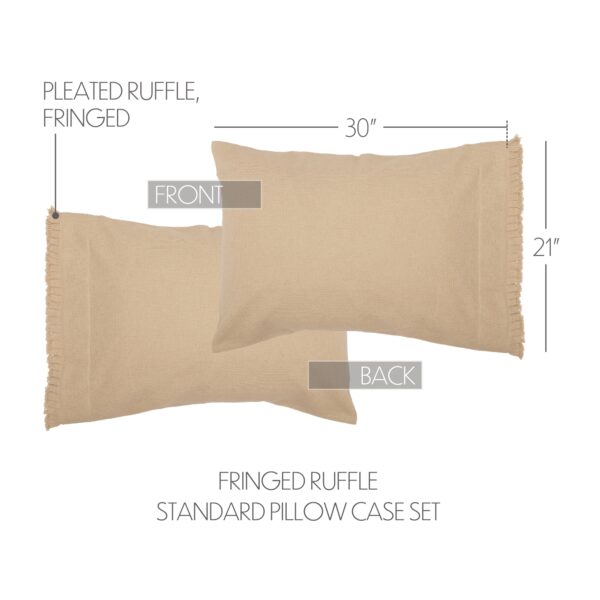 VHC-51798 - Burlap Vintage Standard Pillow Case w/ Fringed Ruffle Set of 2 21x30