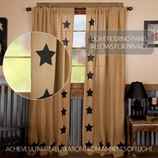 VHC-12393 - Burlap w/Black Stencil Stars Panel Set of 2 84x40