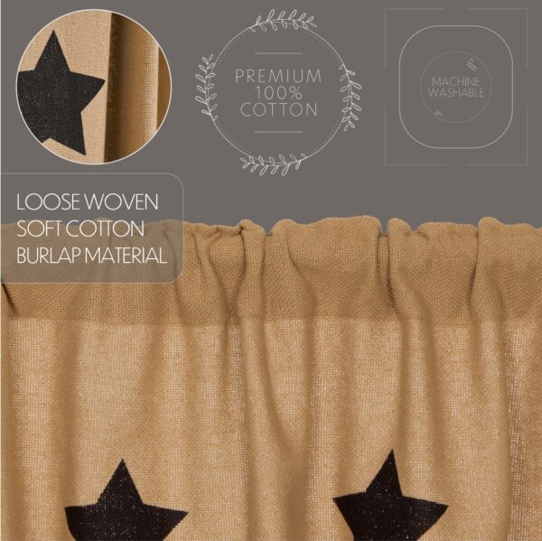 VHC-12393 - Burlap w/Black Stencil Stars Panel Set of 2 84x40