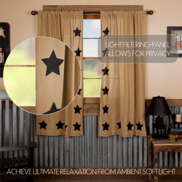 VHC-17479 - Burlap w/Black Stencil Stars Short Panel Set of 2 63x36