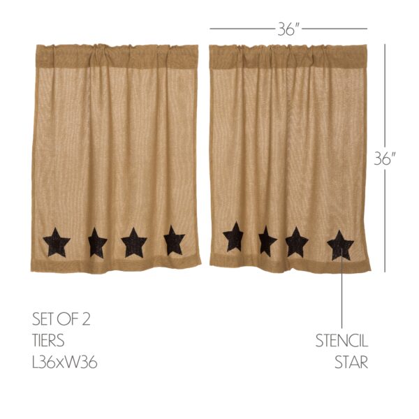 VHC-12398 - Burlap w/Black Stencil Stars Tier Set of 2 L36xW36